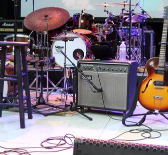 The Lilian Fontaine Garden Theatre stage is set for a concert.